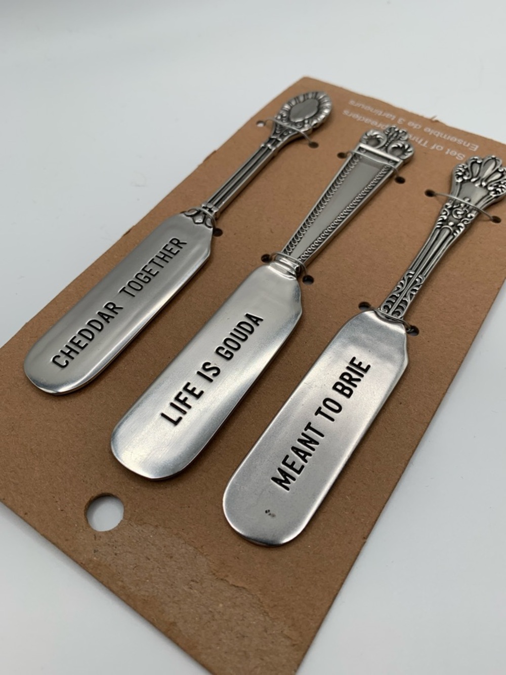 SOLD Mud Pie Stamped Cheese Spreader Set Featuring Vintage-Style Handles - Picture 8 of 9